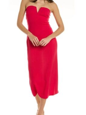 Ramy Brook hot pink Julie exclusive Strapless Notch-Neck Midi Dress .